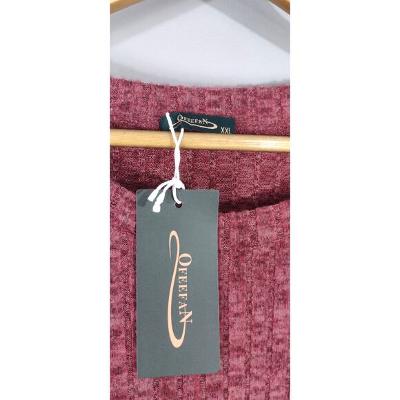 OFEEFAN Womens Lagenlook Mauve Pullover Sweater Polyester Rayon Spandex XXL - Picture 12 of 13